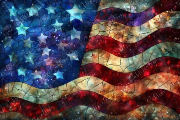 Celestial Patriotism: The Stained Glass American Flag Artwork