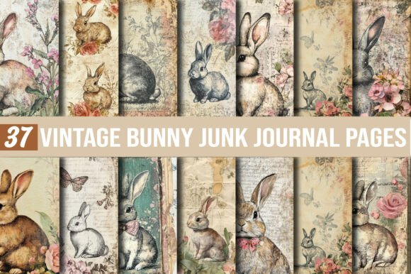 Charming Vintage Bunny Junk Journal Pages for Crafters