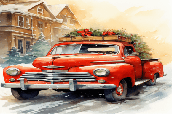Christmas Truck Background: Vintage Charm for Modern Projects