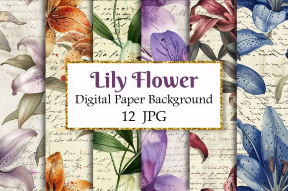 Designing with Vintage Lily Flower Digital Paper