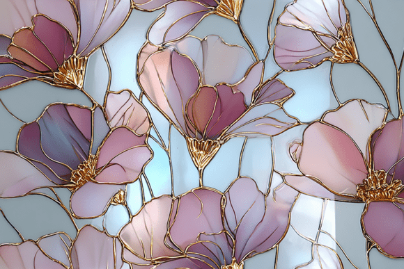 Elegant Floral Stained Glass Pattern: A Touch of Digital Artistry