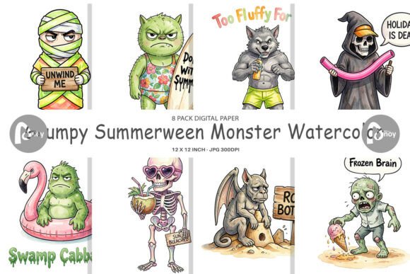 Grumpy Summerween Monster Digital Paper: A Design Deep Dive