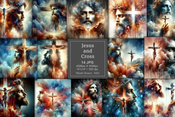 Jesus and Cross Religion Digital Paper: A Faith-Inspired Design Asset