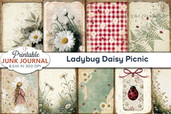 Ladybug Daisy Picnic Junk Journal Pages: A Fresh Take on Paper Crafting