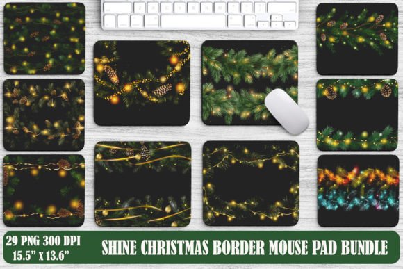 Shine Christmas Border Mouse Pad: Festive Digital Art for Your Workspace