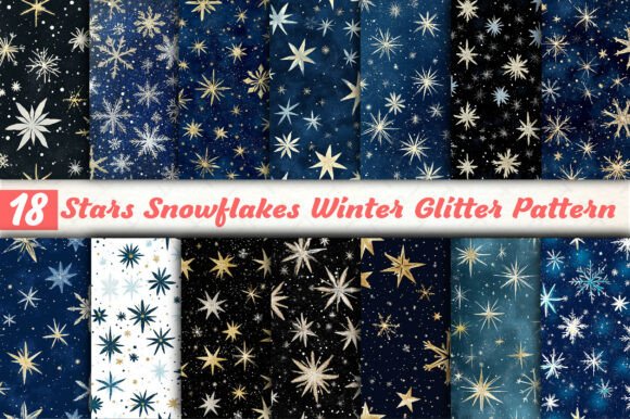 Sparkle and Chill: Mastering the Stars Snowflakes Winter Glitter Pattern