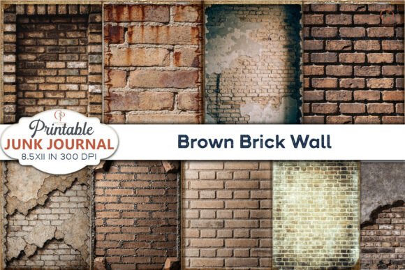 Unleashing Raw Urban Texture: Brown Brick Wall Junk Journal Pages