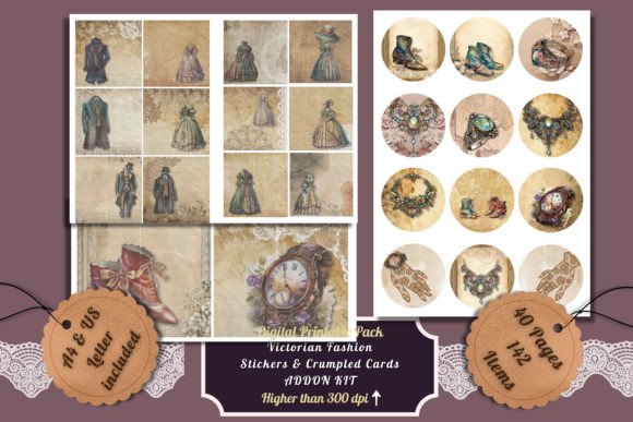 Victorian Fashion Journal Stickers & ATC: A Designer's Toolkit