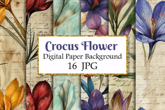 Vintage Crocus Flower Digital Paper: A Creative Toolkit