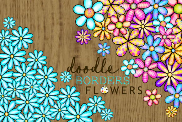 Watercolor Doodle Flower Page Borders: A Touch of Organic Elegance