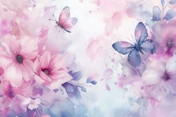 Whimsical Touches: The Pastel Butterfly Blossom Background